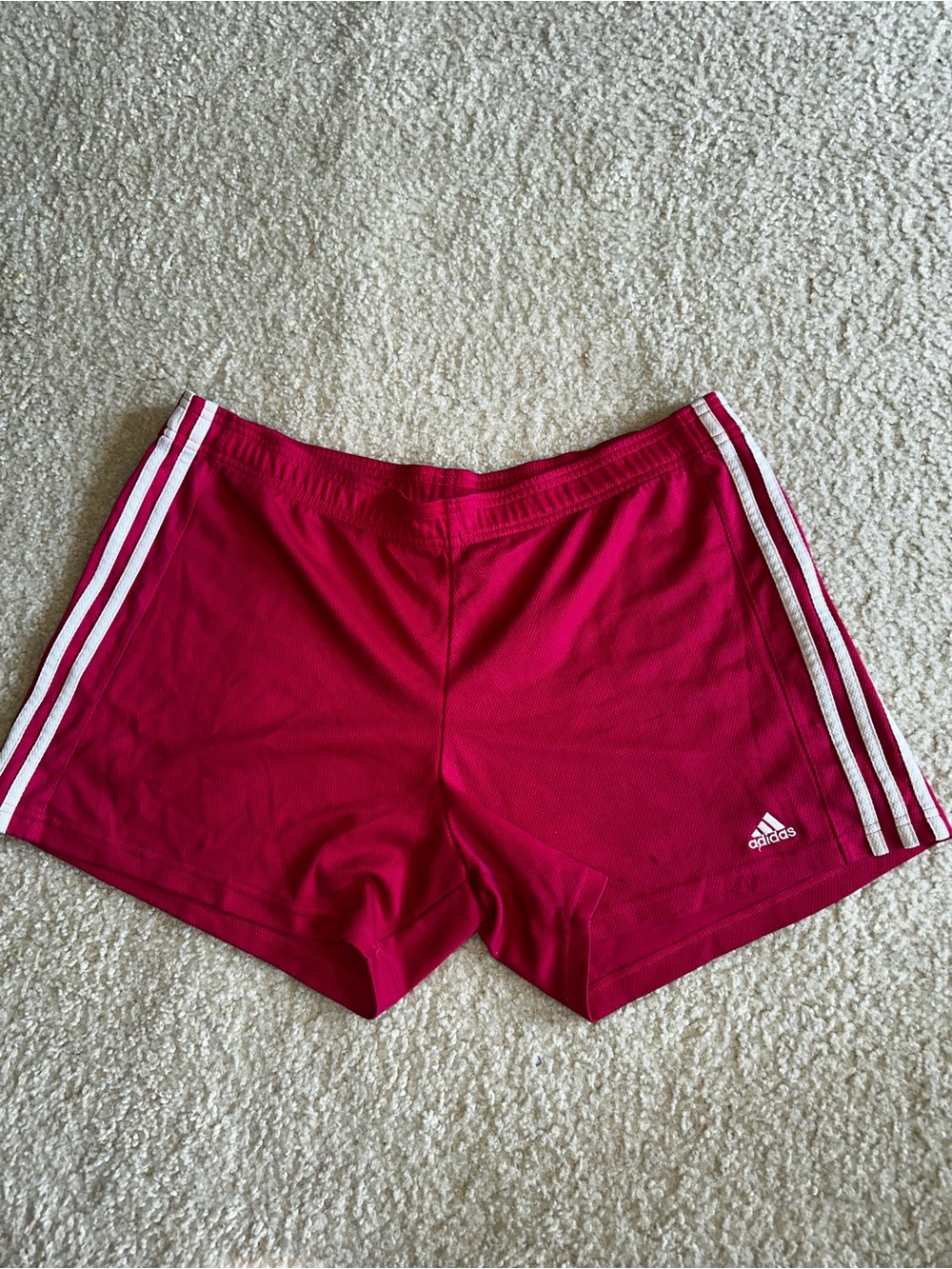 adidas Women's Pink Athletic Shorts with White Side Stripes